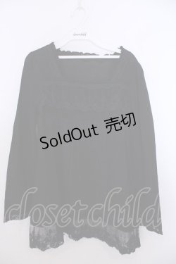 画像1: INGEBORG / スクエアレースカットソー 9 クロ×ネイビー O-26-01-29-1059-LO-TO-IG-ZT604