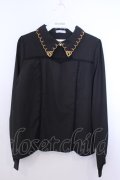axes femme POETIQUE / プレッツェル刺繍ブラウス M クロ O-26-01-29-1008-AX-BL-OW-OS