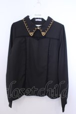 画像1: axes femme POETIQUE / プレッツェル刺繍ブラウス M クロ O-26-01-29-1008-AX-BL-OW-OS (1)
