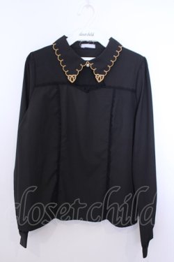 画像1: axes femme POETIQUE / プレッツェル刺繍ブラウス M クロ O-26-01-29-1008-AX-BL-OW-OS