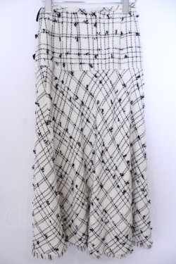 画像3: INGEBORG / ベルテッドツイードロングスカート S オフシロ×クロ O-26-01-29-1063-LO-SK-IG-OS