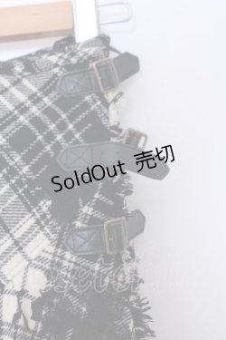 画像2: INGEBORG / ベルト付き薔薇チェックキルトスカート S アイボリー×クロ O-26-01-29-1064-LO-SK-IG-ZT602