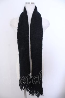 画像1: INGEBORG / ニット編みマフラー  クロ O-26-01-29-1066-LO-ZA-IG-OS