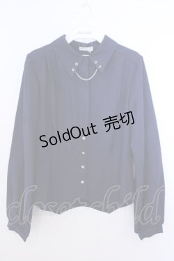 画像1: axes femme / チェーン付コルセット風ブラウス F ネイビー O-26-01-29-1010-AX-BL-OW-OS