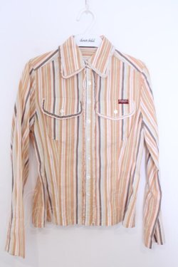 画像1: INGEBORG / ストライプポケットブラウス S オレンジ系 O-26-01-29-1085-LO-BL-IG-OS