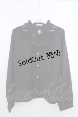 画像1: axes femme / カメオ×ジャボブローチ付ブラウス M クロ O-26-01-29-1011-AX-BL-OW-OS