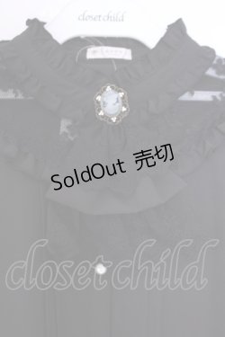 画像2: axes femme / カメオ×ジャボブローチ付ブラウス M クロ O-26-01-29-1011-AX-BL-OW-OS