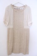 INGEBORG / ラメツイード切り替えワンピース 3(9号) アイボリー×ベージュ O-26-01-29-1095-LO-OP-IG-OS
