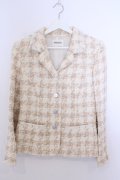 INGEBORG / ツイードシフォン巻きジャケット S アイボリー×ベージュ O-26-01-29-1097-LO-JA-IG-OS