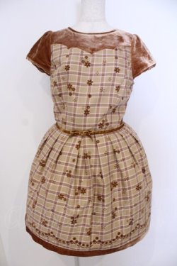 画像1: Secret Honey / ベロア切り替えワンピース 2 ブラウン O-26-01-29-1100-CA-OP-OW-OS