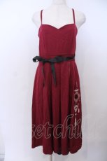 画像1: axes femme / チャイナ風刺繍キャミワンピース F ワイン O-26-01-29-1002-AX-OP-OW-ZT584 (1)