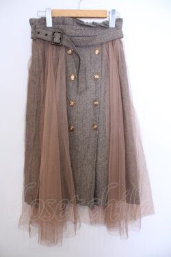 画像1: axes femme / Ｗスコッチ釦レイヤード風スカート F ベージュ O-26-01-29-1019-AX-SK-OW-OS