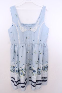 画像1: axes femme / フローラルメルヘン柄ワンピース M サックス O-26-01-29-1020-AX-OP-IG-OS