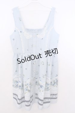 画像1: axes femme / フローラルメルヘン柄ワンピース M サックス O-26-01-29-1020-AX-OP-IG-OS