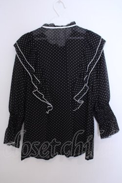 画像2: axes femme POETIQUE / ドット配色リボンフリルブラウス M クロ O-26-01-29-1021-AX-BL-OW-OS