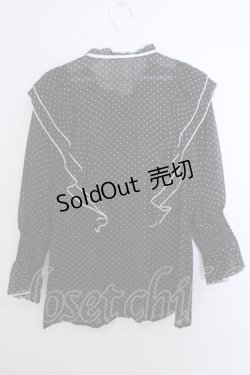 画像2: axes femme POETIQUE / ドット配色リボンフリルブラウス M クロ O-26-01-29-1021-AX-BL-OW-OS