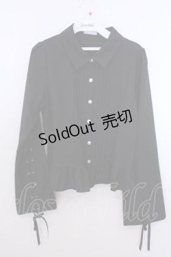 画像1: axes femme POETIQUE / レースアップデザインブラウス M クロ O-26-01-29-1022-AX-BL-OW-OS