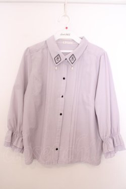 画像1: axes femme / タイ付きフレームローズ刺繍ブラウス F ラベンダー O-26-01-29-1024-AX-BL-OW-OS