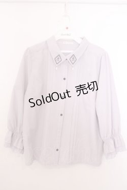 画像1: axes femme / タイ付きフレームローズ刺繍ブラウス F ラベンダー O-26-01-29-1024-AX-BL-OW-OS