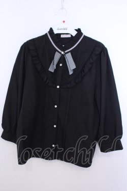 画像1: axes femme / カメオブローチ付シフォンブラウス【カメオブローチ欠品】 F クロ O-26-01-29-1028-AX-BL-OW-OS