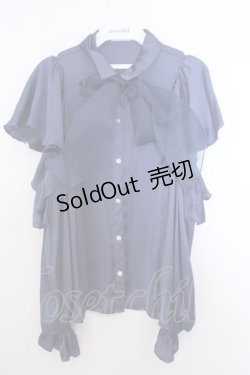 画像1: axes femme / ボウタイ付オフショルブラウス M ブルー O-26-01-29-1029-AX-BL-OW-OS