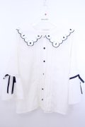 axes femme POETIQUE / トランプ刺繍スカラップ襟ブラウス M キナリ O-26-01-29-1031-AX-BL-OW-OS