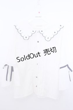 画像1: axes femme POETIQUE / トランプ刺繍スカラップ襟ブラウス M キナリ O-26-01-29-1031-AX-BL-OW-OS