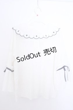 画像3: axes femme POETIQUE / トランプ刺繍スカラップ襟ブラウス M キナリ O-26-01-29-1031-AX-BL-OW-OS