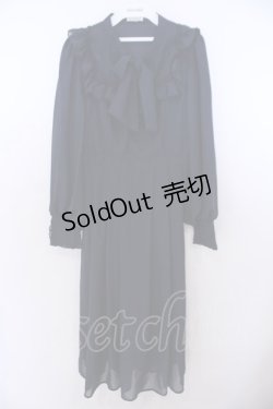 画像1: axes femme / ラッフルフリルシフォンワンピース M ネイビー O-26-01-29-1004-AX-OP-OW-OS