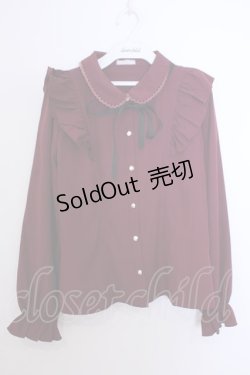 画像1: axes femme POETIQUE / リボン付丸襟長袖ブラウス M ワイン O-26-01-29-1034-AX-BL-OW-OS