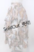 axes femme NOSTALGIE / 天使柄フリルロングスカート M サックス系 O-26-01-29-1037-AX-SK-OW-OS