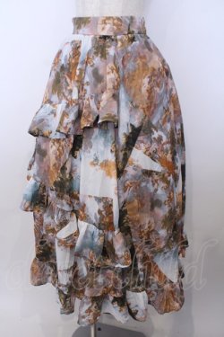 画像1: axes femme NOSTALGIE / 天使柄フリルロングスカート M サックス系 O-26-01-29-1037-AX-SK-OW-OS