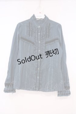 画像1: axes femme / タイ付きストライプJQブラウス M グリーン O-26-01-29-062-AX-BL-OW-OS