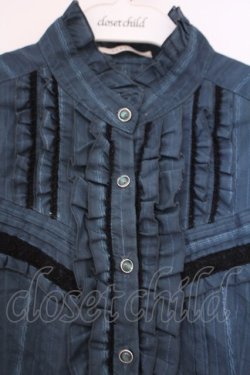 画像2: axes femme / タイ付きストライプJQブラウス M グリーン O-26-01-29-062-AX-BL-OW-OS