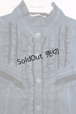 画像2: axes femme / タイ付きストライプJQブラウス M グリーン O-26-01-29-062-AX-BL-OW-OS