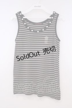 画像1: ALGONQUINS / 刺繍入りストライプタンク F ブラック×チャコールグレー O-26-01-29-065-AL-TO-OW-OS