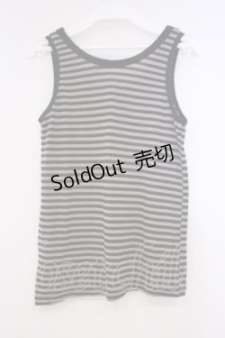 画像2: ALGONQUINS / 刺繍入りストライプタンク F ブラック×チャコールグレー O-26-01-29-065-AL-TO-OW-OS