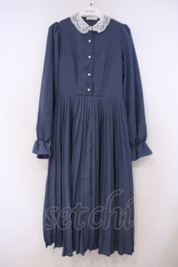 画像1: m petit by misako / AM*レースエリプリーツワンピース S アオ O-26-01-29-074-LO-OP-OW-OS