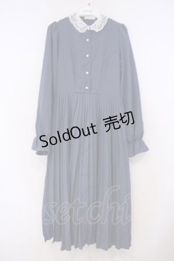 画像1: m petit by misako / AM*レースエリプリーツワンピース S アオ O-26-01-29-074-LO-OP-OW-ZT0131B