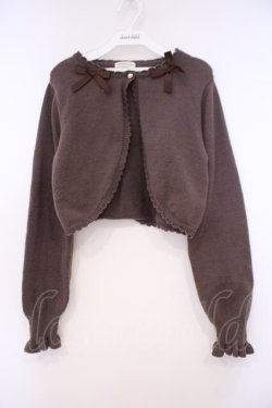 画像1: m petit by misako / AM*リボンニットボレロ S ブラウン O-26-01-29-079-LO-TO-OW-OS