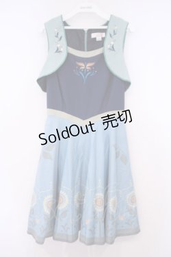 画像1: Secret Honey / ひまわり柄ワンピース(エルサのサプライズver) 2 ブルー×グリーン O-26-01-29-092-CA-OP-OW-OS