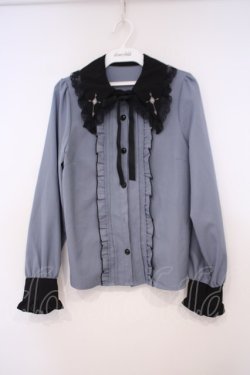 画像1: DearMyLove / クロス刺繍襟ブラウス M ブルー O-26-01-29-010-EL-BL-OW-OS