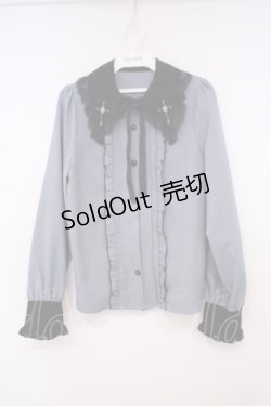 画像1: DearMyLove / クロス刺繍襟ブラウス M ブルー O-26-01-29-010-EL-BL-OW-OS