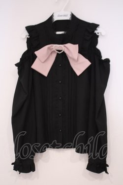 画像1: DearMyLove / ハートバックルリボンオフショルブラウス M クロ×ピンク O-26-01-29-012-EL-BL-OW-OS