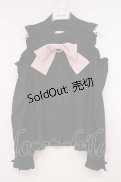 画像1: DearMyLove / ハートバックルリボンオフショルブラウス M クロ×ピンク O-26-01-29-012-EL-BL-OW-OS