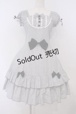 画像1: metamorphose / 半袖フリルリボンワンピース  グレー O-26-01-29-002-ME-OP-YM-OS