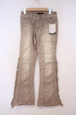 画像1: ALGONQUINS / サイドフリンジブリーチパンツ 1 カーキイエロー O-26-01-29-021-AL-PA-OW-OS