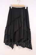 BPN / アシンメトリーフリルスカート M ブラック O-26-01-29-023-GO-SK-OW-OS
