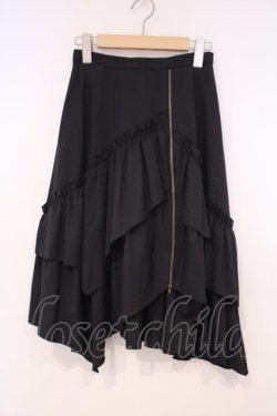 画像1: BPN / アシンメトリーフリルスカート M ブラック O-26-01-29-023-GO-SK-OW-OS