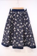 axes femme / 花柄コーデュロイ調スカート M ネイビー O-26-01-29-025-AX-SK-OW-OS